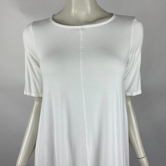 Eileen Fisher Viscose Tunic Top Women PM Short Sleeve Scoop Neck Swing Shirt - Picture 6 of 10